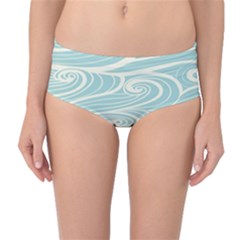 Blue Waves Mid-Waist Bikini Bottoms