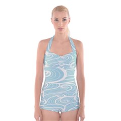 Blue Waves Boyleg Halter Swimsuit 