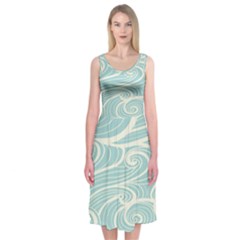 Blue Waves Midi Sleeveless Dress