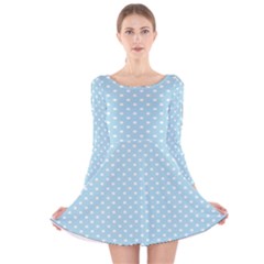 Circle Blue White Long Sleeve Velvet Skater Dress