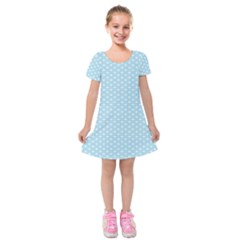 Circle Blue White Kids  Short Sleeve Velvet Dress by Alisyart