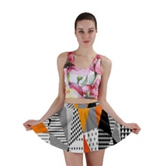 Contrast Hero Triangle Plaid Circle Wave Chevron Orange White Black Line Mini Skirt by Alisyart