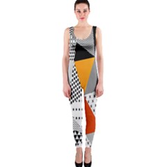 Contrast Hero Triangle Plaid Circle Wave Chevron Orange White Black Line Onepiece Catsuit