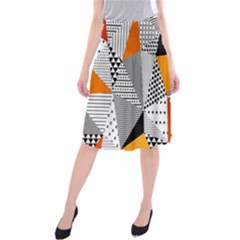 Contrast Hero Triangle Plaid Circle Wave Chevron Orange White Black Line Midi Beach Skirt by Alisyart