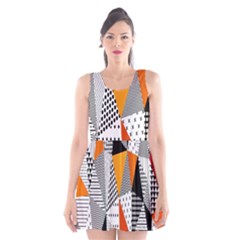 Contrast Hero Triangle Plaid Circle Wave Chevron Orange White Black Line Scoop Neck Skater Dress