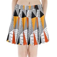 Contrast Hero Triangle Plaid Circle Wave Chevron Orange White Black Line Pleated Mini Skirt by Alisyart
