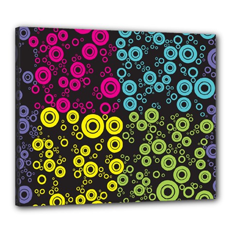 Circle Ring Color Purple Pink Yellow Blue Canvas 24  X 20 