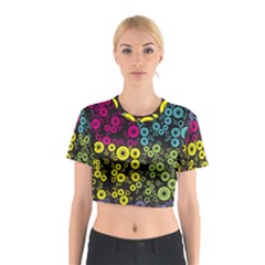 Circle Ring Color Purple Pink Yellow Blue Cotton Crop Top by Alisyart