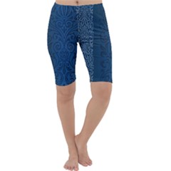 Fabric Blue Batik Cropped Leggings  by Alisyart