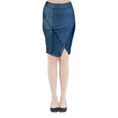 Fabric Blue Batik Midi Wrap Pencil Skirt