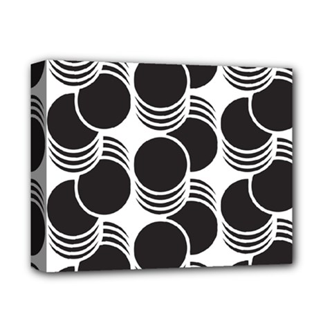 Floral Geometric Circle Black White Hole Deluxe Canvas 14  X 11  by Alisyart