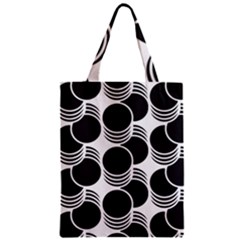 Floral Geometric Circle Black White Hole Zipper Classic Tote Bag by Alisyart