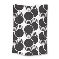 Floral Geometric Circle Black White Hole Small Tapestry by Alisyart