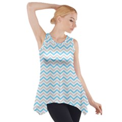 Free Plushie Wave Chevron Blue Grey Gray Side Drop Tank Tunic by Alisyart