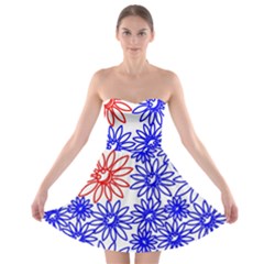 Flower Floral Smile Face Red Blue Sunflower Strapless Bra Top Dress