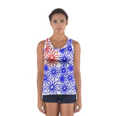 Flower Floral Smile Face Red Blue Sunflower Women s Sport Tank Top 