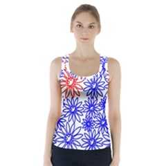 Flower Floral Smile Face Red Blue Sunflower Racer Back Sports Top by Alisyart