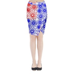 Flower Floral Smile Face Red Blue Sunflower Midi Wrap Pencil Skirt