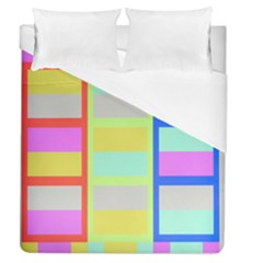 Maximum Color Rainbow Red Blue Yellow Grey Pink Plaid Flag Duvet Cover (queen Size)