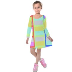 Maximum Color Rainbow Red Blue Yellow Grey Pink Plaid Flag Kids  Long Sleeve Velvet Dress by Alisyart