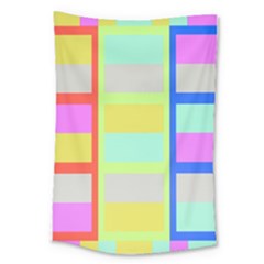 Maximum Color Rainbow Red Blue Yellow Grey Pink Plaid Flag Large Tapestry by Alisyart