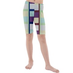 Maximum Color Rainbow Brown Blue Purple Grey Plaid Flag Kids  Mid Length Swim Shorts