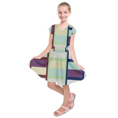 Maximum Color Rainbow Brown Blue Purple Grey Plaid Flag Kids  Short Sleeve Dress