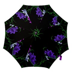 Neon Flowers Floral Rose Light Green Purple White Pink Sexy Hook Handle Umbrellas (large)