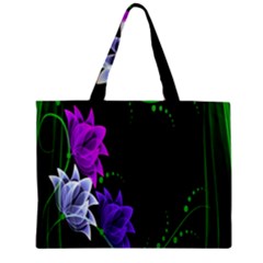 Neon Flowers Floral Rose Light Green Purple White Pink Sexy Zipper Mini Tote Bag by Alisyart
