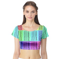 Multiplication Printable Table Color Rainbow Short Sleeve Crop Top (tight Fit)