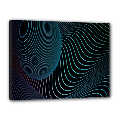 Line Light Blue Green Purple Circle Hole Wave Waves Canvas 16  X 12 