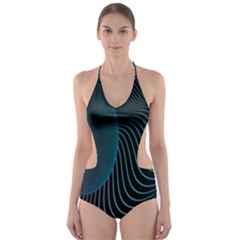 Line Light Blue Green Purple Circle Hole Wave Waves Cut-out One Piece Swimsuit by Alisyart