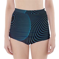 Line Light Blue Green Purple Circle Hole Wave Waves High-waisted Bikini Bottoms by Alisyart