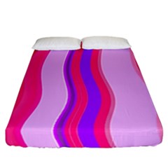 Pink Wave Purple Line Light Fitted Sheet (california King Size) by Alisyart