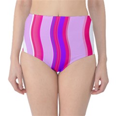 Pink Wave Purple Line Light High-waist Bikini Bottoms