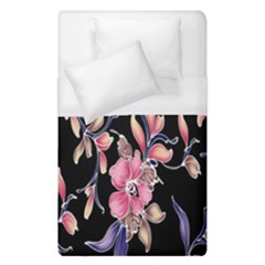 Neon Flowers Rose Sunflower Pink Purple Black Duvet Cover (single Size) by Alisyart