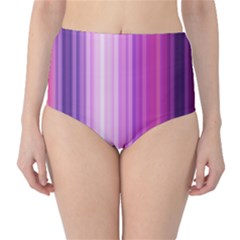 Pink Vertical Color Rainbow Purple Red Pink Line High-waist Bikini Bottoms by Alisyart