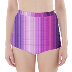 Pink Vertical Color Rainbow Purple Red Pink Line High-waisted Bikini Bottoms by Alisyart