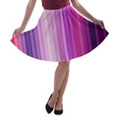 Pink Vertical Color Rainbow Purple Red Pink Line A-line Skater Skirt by Alisyart