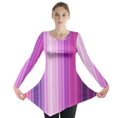 Pink Vertical Color Rainbow Purple Red Pink Line Long Sleeve Tunic 
