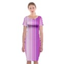 Pink Vertical Color Rainbow Purple Red Pink Line Classic Short Sleeve Midi Dress View1