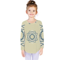 Shape Experimen Geometric Star Plaid Sign Kids  Long Sleeve Tee