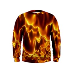 Sea Fire Orange Yellow Gold Wave Waves Kids  Sweatshirt by Alisyart