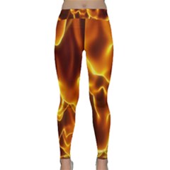 Sea Fire Orange Yellow Gold Wave Waves Classic Yoga Leggings by Alisyart