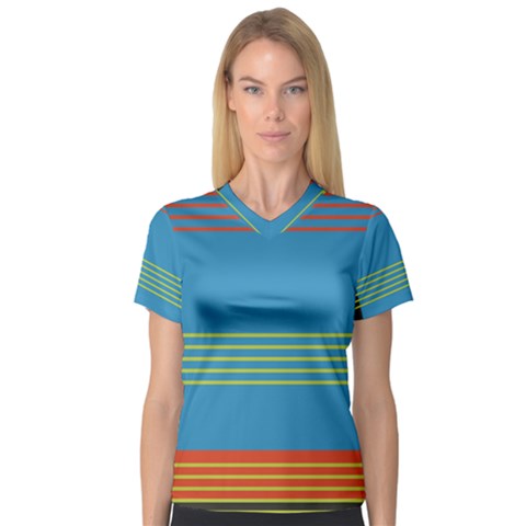 Sketches Tone Red Yellow Blue Black Musical Scale Women s V-neck Sport Mesh Tee by Alisyart