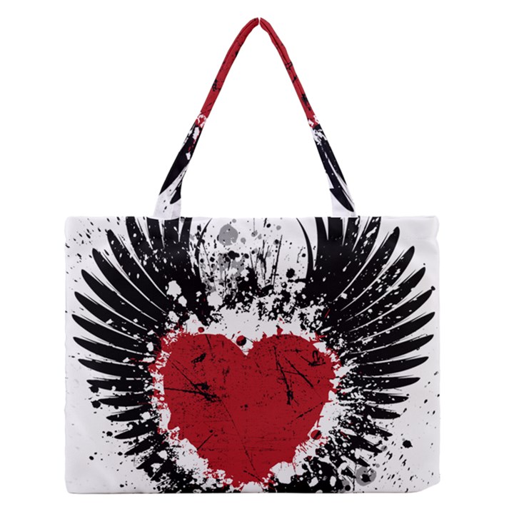 Wings Of Heart Illustration Medium Zipper Tote Bag