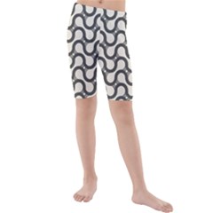 Shutterstock Wave Chevron Grey Kids  Mid Length Swim Shorts