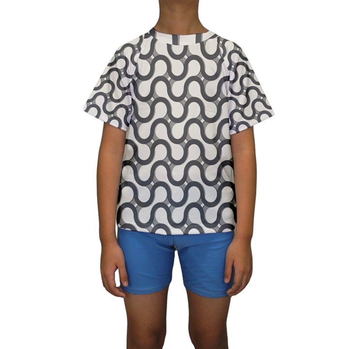 Shutterstock Wave Chevron Grey Kids  Short Sleeve Swimwear