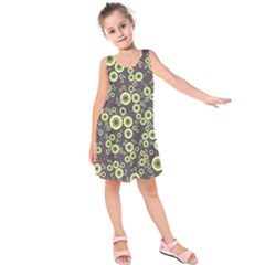 Ring Circle Plaid Green Pink Blue Kids  Sleeveless Dress by Alisyart