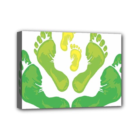 Soles Feet Green Yellow Family Mini Canvas 7  X 5  by Alisyart